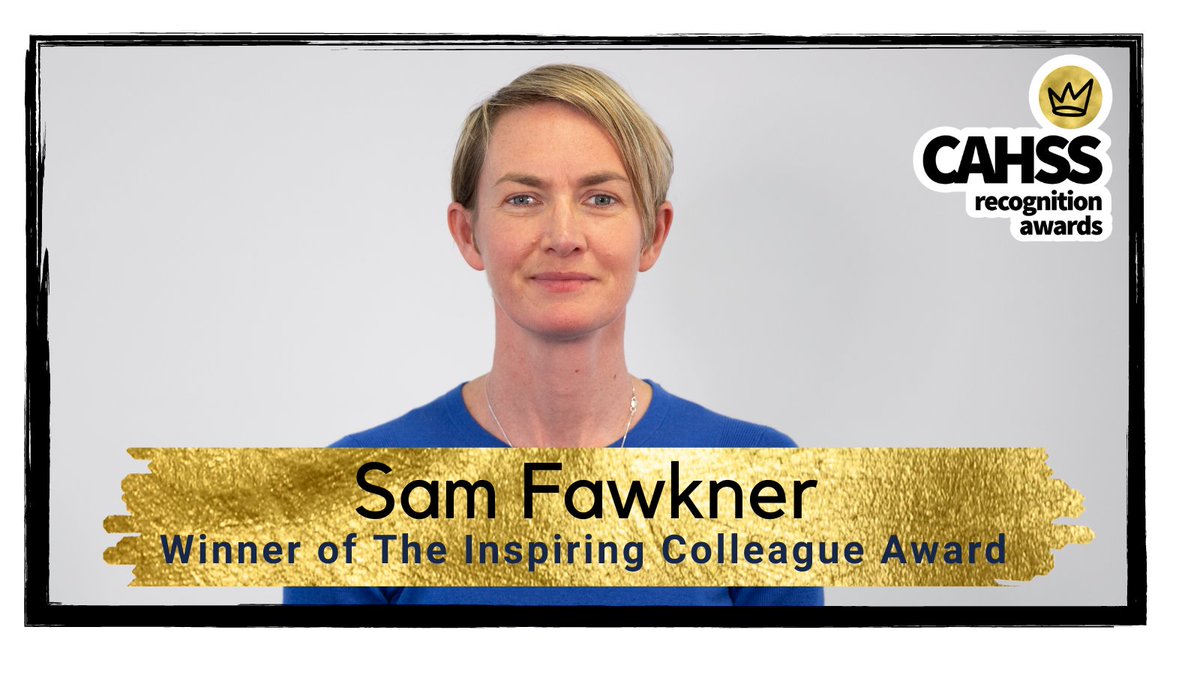 Delighted to congratulate Sam Fawkner, the well-deserved winner of the Inspiring Colleague Award at the CAHSS Recognition Awards. Kudos also to Gemma Fleeting, highly commended for the Outstanding Team Player Award, &amp; David Smith, for the Excellent Newcomer Award. Well done!🎉