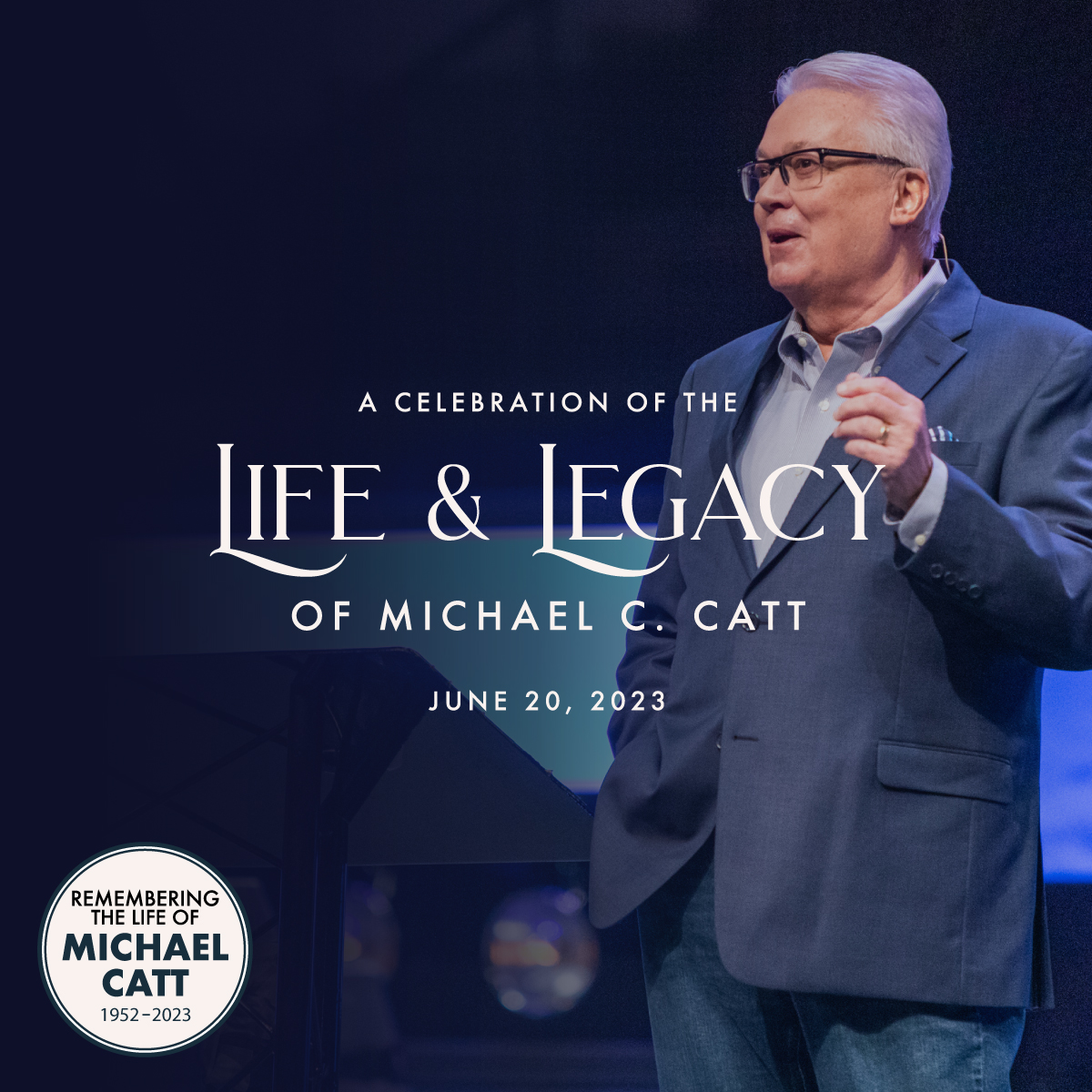 We invite you to join our Sherwood family on Tuesday, June 20, to celebrate the life and legacy of Dr. Michael C. Catt. Visitation will be in the Atrium from 10 am – 12:30 pm, then a Celebration Service in the Worship Center at 1:30 pm.  We will livestream the service.