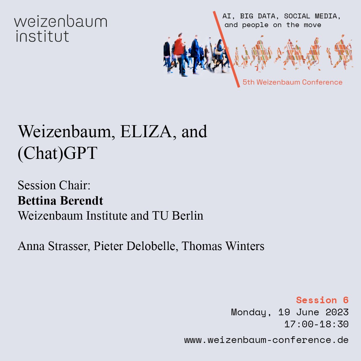 100 ys after Joseph Weizenbaum's birth and 57 ys after #ELIZA, #ChatGPT re-opens many of the same concerns and adds some more. Join #WIConf23 to reflect on the over-hyped game changer and meet a “digital version” of the AI philosopher.

June 19 &amp; 20 ➡️ events.zoom.us/ev/AofOT0zfzAc…
