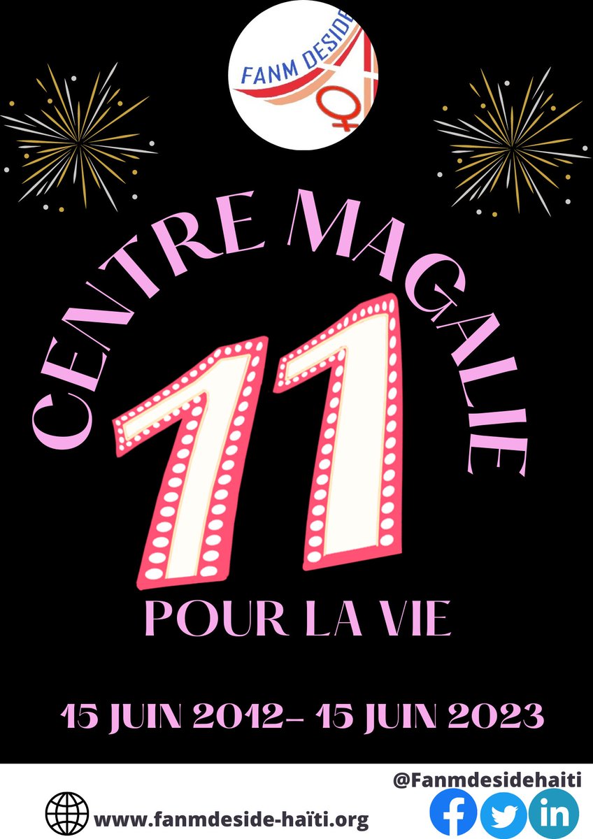 Le Centre Magalie pour la Vie, mécanisme additionnel d’intervention de Fanm Deside, a été créé le 15 juin 2012. Il a comme mission permettre aux femmes et filles victimes de violence en situation difficile  

#centremagalie #11ans #Haiti

#centremagalie #11ans #Haiti