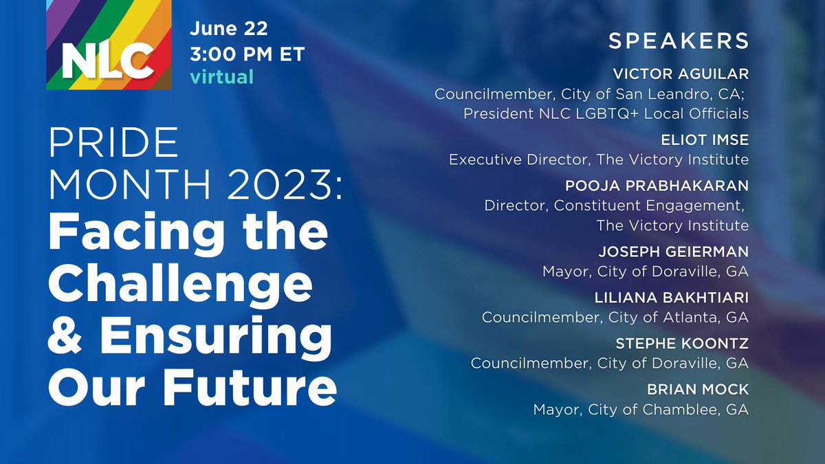 leagueofcities's tweet image. Join us June 22nd @ 3:00 PM for a thought-provoking event, &quot;Facing the Challenge: Ensuring Our Future,&quot; as we celebrate #PrideMonth2023! 🏳️‍🌈Get ready to explore the pressing issues and solutions for a more inclusive and equitable world. Don&apos;t miss out: nlc.org/events/pride-m…