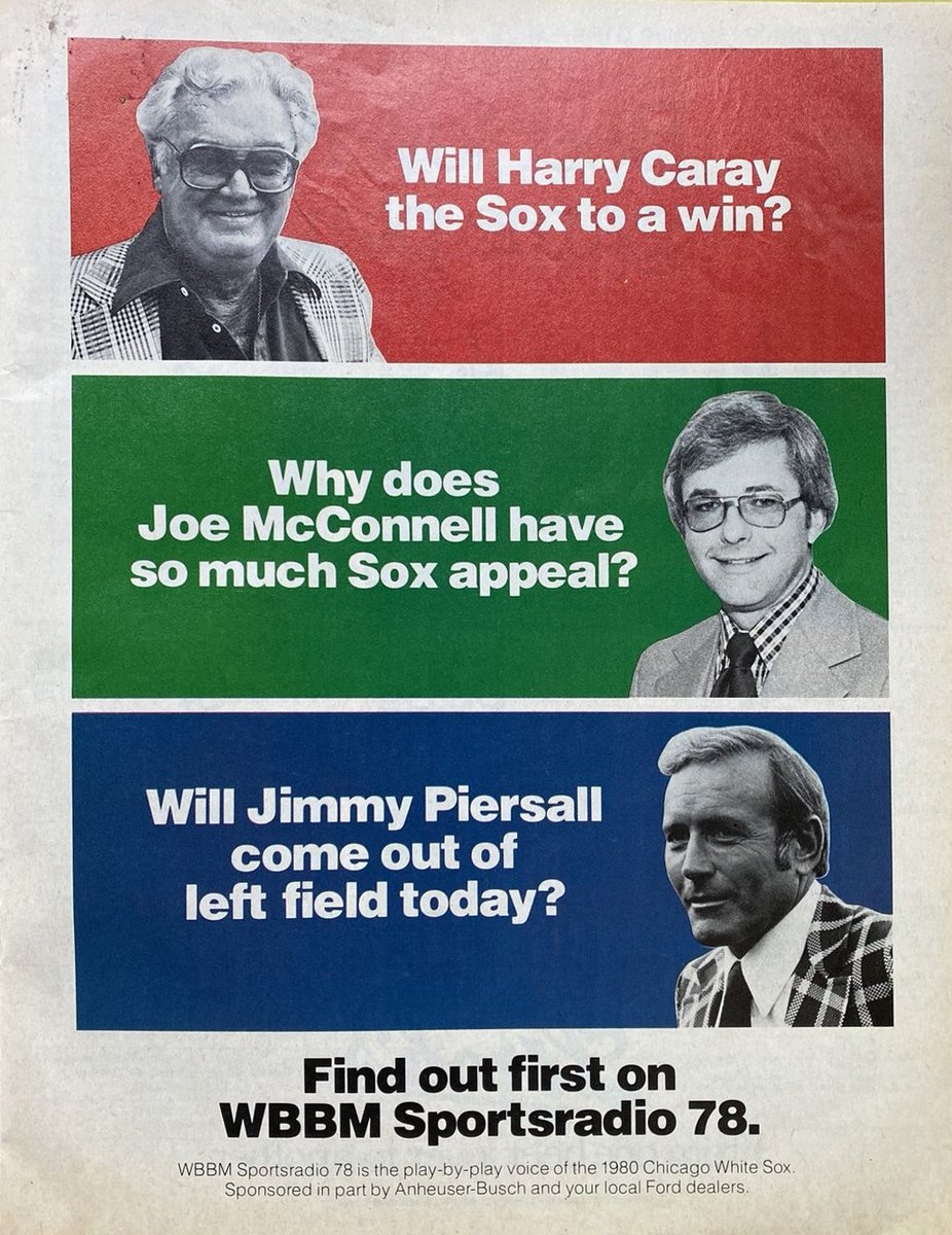Chicago TV Guides on Twitter "Find out first on WBBM Sports Radio White Sox Program, 1980"