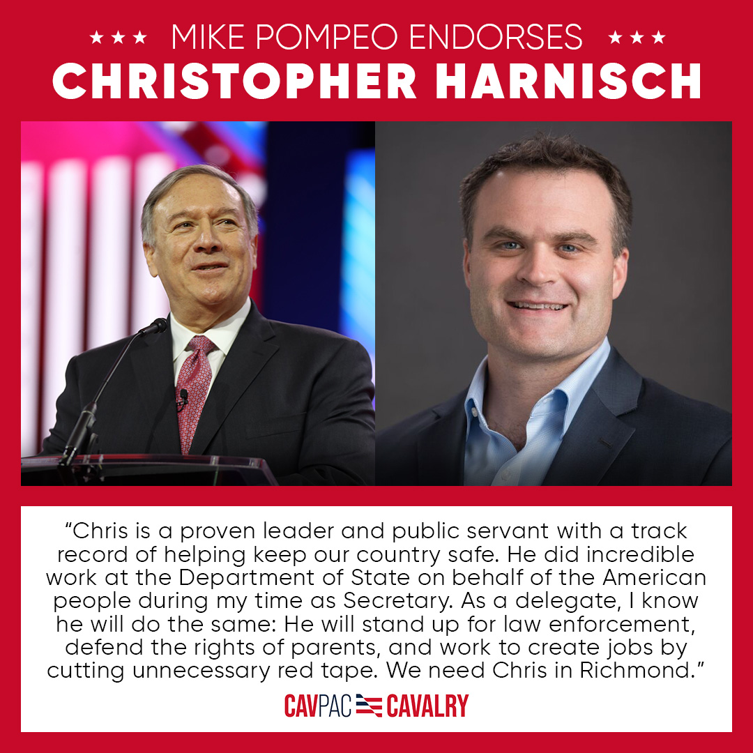 Mike Pompeo on Twitter "I'm excited to endorse Chris Harnisch for the Virginia House of