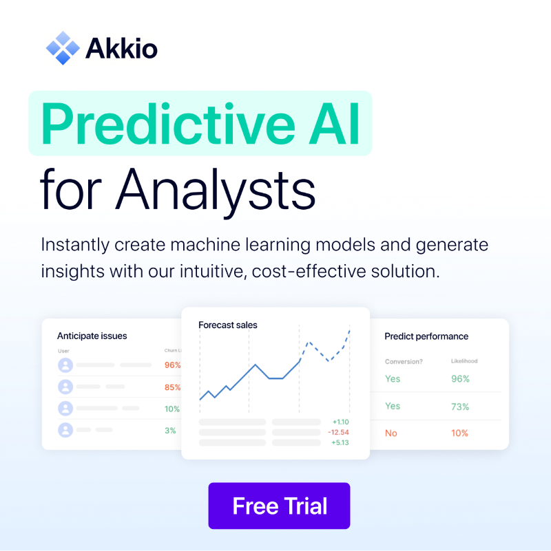 AkkioHQ's tweet photo. Welcome to the end-to-end AI Platform. Akkio lets you:

💬 Easily transform your data using natural language

📊 Quickly get impactful insights and create visualizations through chat

🚀 Effortlessly build ML models in moments – no coding needed
