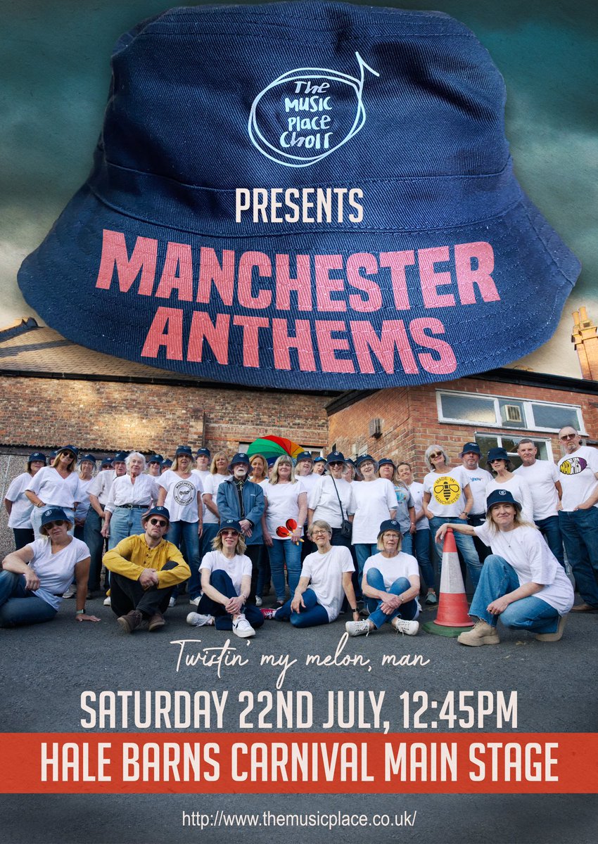 Our choir are very excited to be performing Manchester Anthems set at Hale Barns Festival on 22nd July! Come and join us for a bit of Manchester music nostalgia with 60+ voices and a 10 piece band, it’s going to be epic! 🤩🎶
