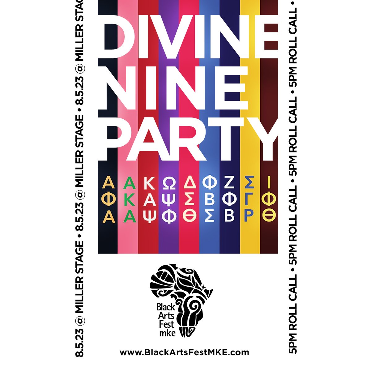 blackartsfest's tweet photo. Black Arts Fest MKE is proud to welcome the Divine 9 Party back! The Divine 9 Roll Call is back and we're adding a Showcase! Share it &amp; tell your networks so the Divine 9 is represented in a big way!  Click the link for early bird tickets!

#blackartsfestmke #bafmke #bafmke2023 https://t.co/CyA1R6IM0n