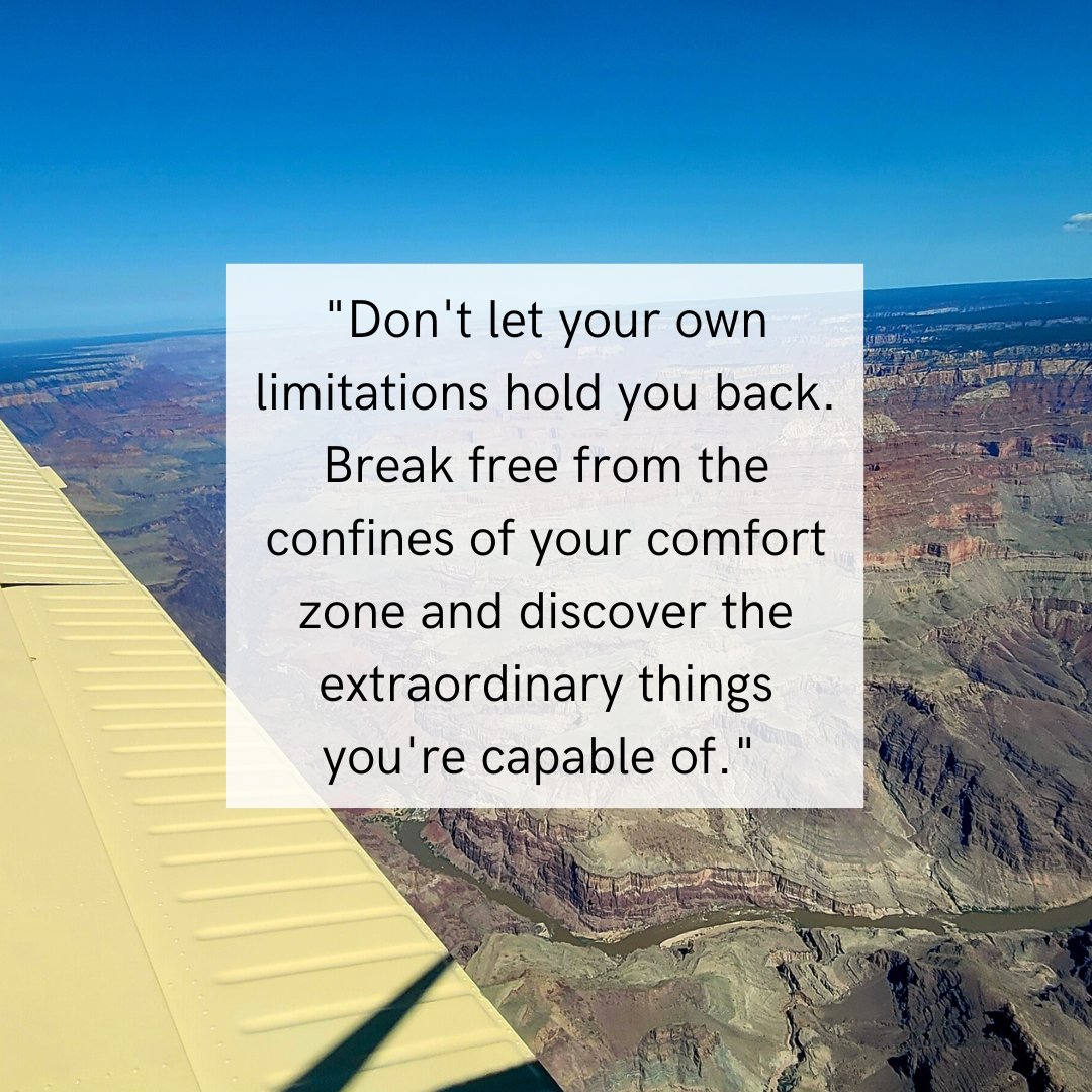 Stepping outside of the comfort zone involves taking risks, embracing new experiences, and pushing the boundaries of what feels safe or familiar. Doing so opens us up to new opportunities & personal growth. #Pilot #AviationLove #FlyHigh #getoutofyourownway #entrepreneur #DreamBig