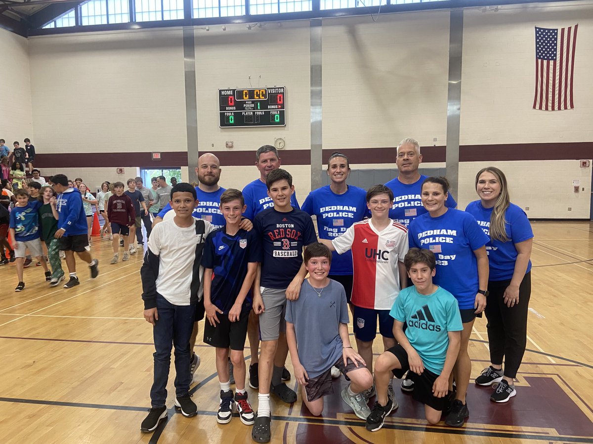 More dodgeball fun.  Our team competed against this group of ⁦<a href="/DedhamMS/">Karen Hillman</a>⁩ students who decided to boost our teams spirits and let us win a close match.