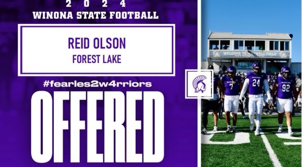 ReidOlson_'s tweet photo. After a great phone call with @Coach_Bergy, I am blessed to announce I have received an offer from @WinonaState_FB !!! @5__On__It @TrevorOlson62 @IsaacFruechte14 https://t.co/lVvfoh1rRt