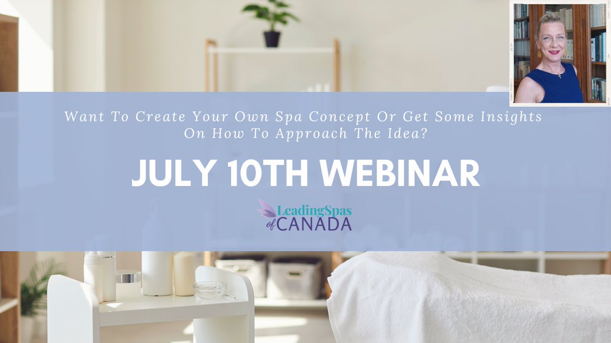 UPCOMING WEBINAR!

Do you want to create your own #spa concept or get some insights on how to approach the idea? Sophia Kremser, #luxuryspa expert from France, will guide you with her expertise.

Sign up now: bit.ly/3JipchM
#spawebinar #spabusiness #businesstips