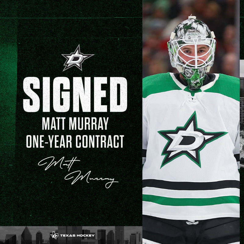 DallasStars's tweet photo. We have signed Matt Murray to a one-year two-way contract.

Welcome back to #TexasHockey, Murr!