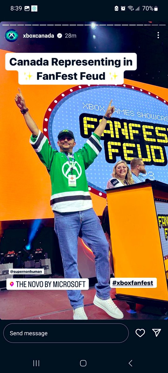 I know it’s not even a week old but still doing a #ThrowbackThursday for when I was on the Xbox Showcase stage representing #Xbox Canada and playing #FanFestFeud. Literally was on top of the world with the whole #Xbox team. #XboxShowcase #GamePass #BestTimes