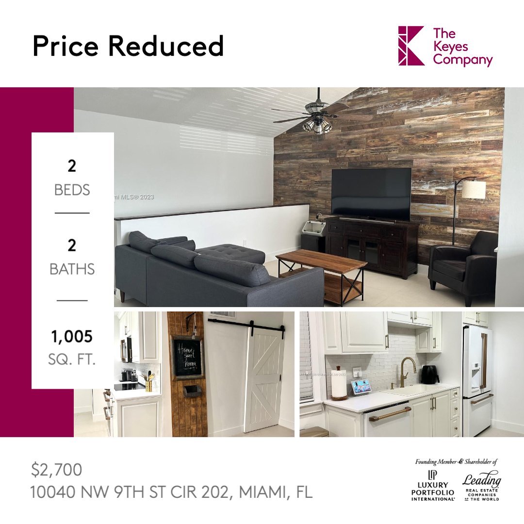 Price Reduced to $2,700/per month on this completely remodeled 2Bed/2Bath in Sweetwater Fountainbleau! Nearby FIU and Dolphin Mall.

Gabriel Pino Ros | The Keyes Company

#miamirealestate #ForRent #wearefiu #apartments