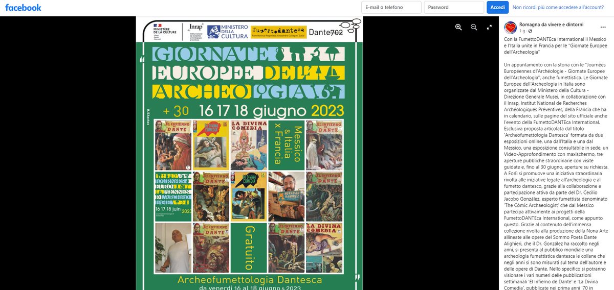 #FumettoDANTEca International 'Biblioteca Internazionale di #Fumetti dedicati all'Opera e al Poeta #Dante #Alighieri' 
Archeofumettologia Dantesca 
facebook.com/RomagnaDaViver… 
<a href="/journees_archeo/">Journées archéologie</a> <a href="/MiC_Italia/">Ministero della Cultura</a> <a href="/cykex2099/">cecilio jacobo glez</a> #Dante702 #Umiliacchi #Forlì #Italy 
fumettoteca@fanzineitaliane.it