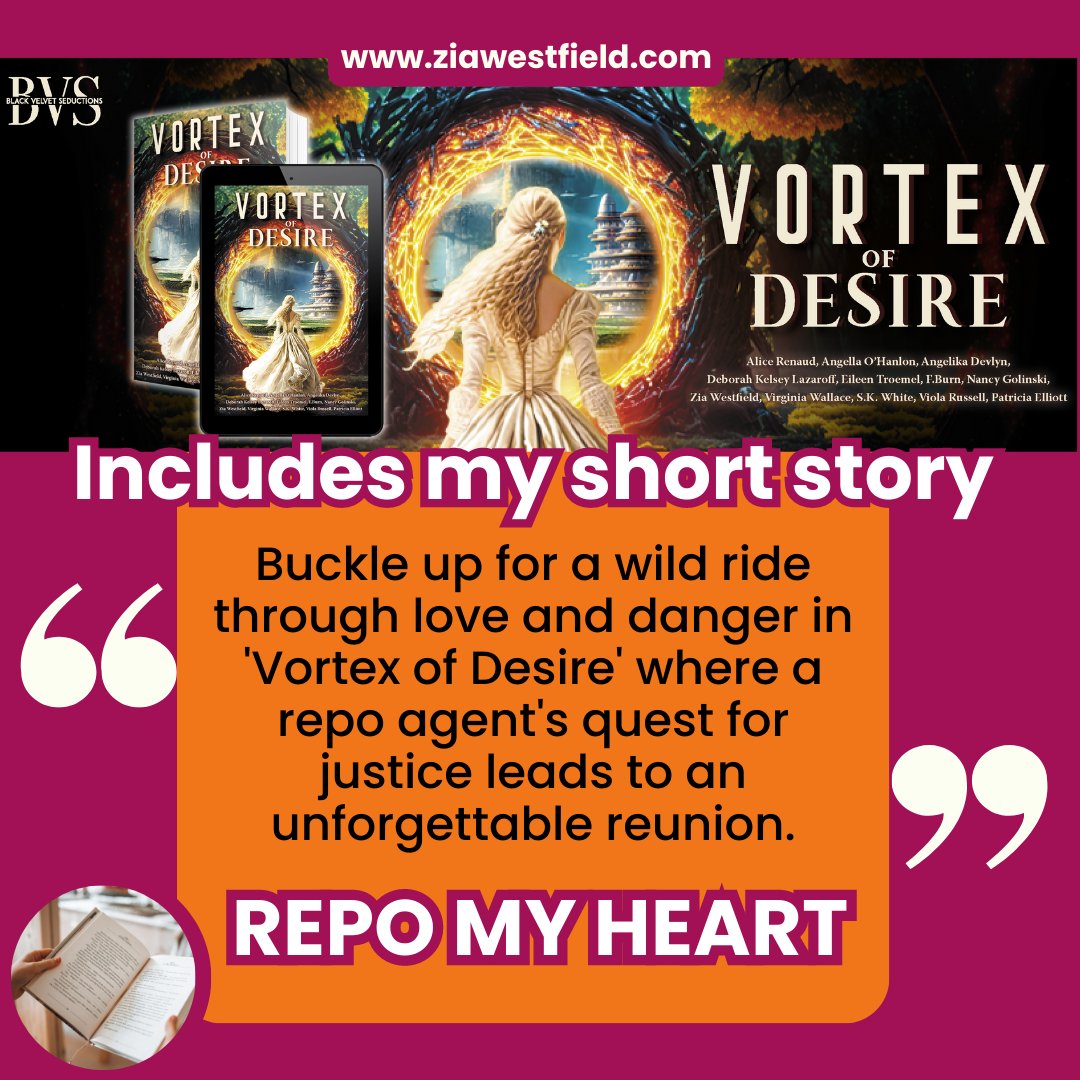 Vortex of Desire: Love and danger collide in a heart-stopping #anthology of #sciencefiction! Get swept away in Kira and Jace's tumultuous journey in my #ShortStory Repo My Heart. #RomanticAction #Unputdownable 🌪️💥 Purchase it here: amzn.to/41ro29P