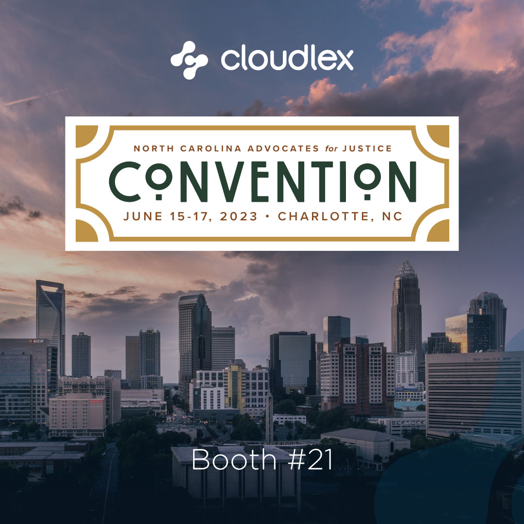 It's time! 👋 We're in The Queen City for the NCAJ Convention 2023 at the Omni Charlotte Hotel, NC. 💼🏜️⚖️

🚀💼 Meet the team behind CloudLex® at booth #21!

#PersonalInjuryLaw #LegalTech #NCAJ