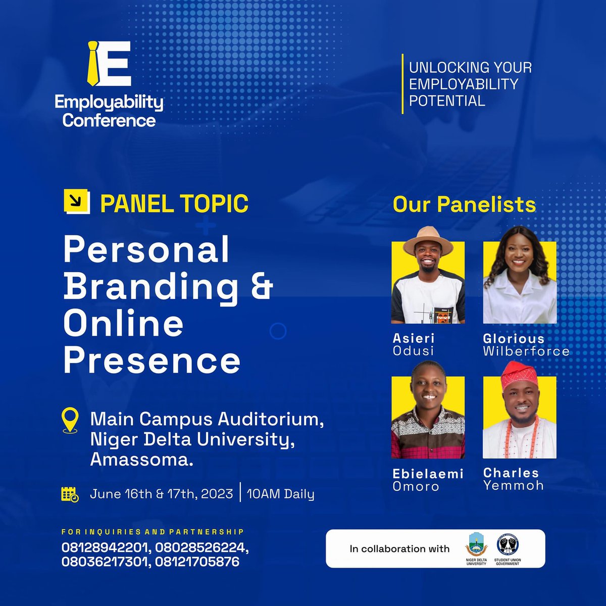 DVeracityWriter's tweet photo. I'm honored to feature as a panelist, along with @ClassicDussy, @Ebielaemi &amp; others, speaking on the topic of PERSONAL BRANDING &amp; ONLINE PRESENCE at the #employabilityconference 

Our panel would focus on the importance of personal branding &amp; online presence in the digital age. https://t.co/qCDGC8FlGn