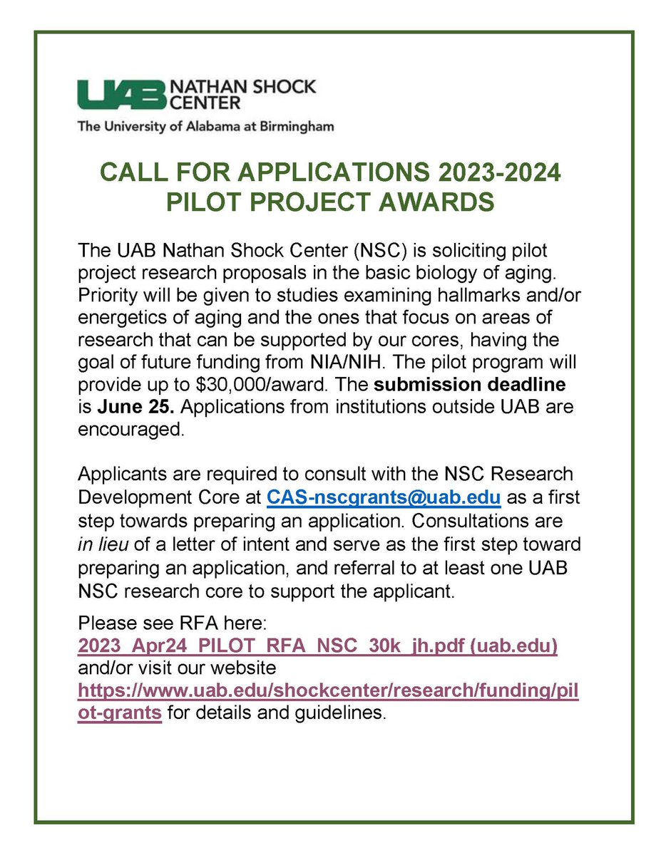 Deadline’s is fast approaching - Do contact us at CAS-nscgrants@uab.edu if you are planing to submit !