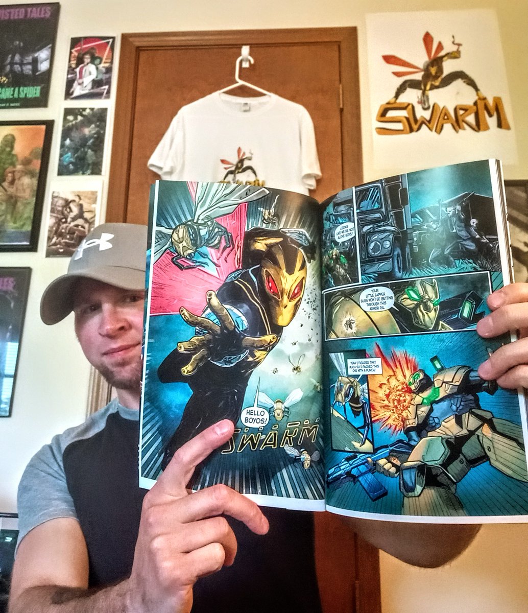 🐝 Nothing like holding the proof copy in hand! A year's worth of work from a great team! A few printing Tweeks needed but it's damn near 100 percent! We are set to launch Swarm this July people!!!! 🐝 #indiecomics #comicsgate #superhero indiegogo.com/projects/swarm…