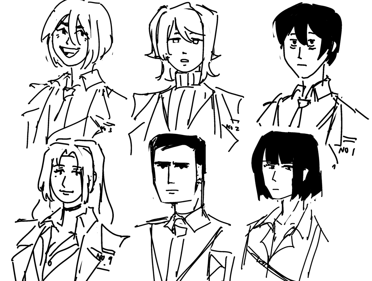 trying to get a feel for drawing the whole crew but i got tired 