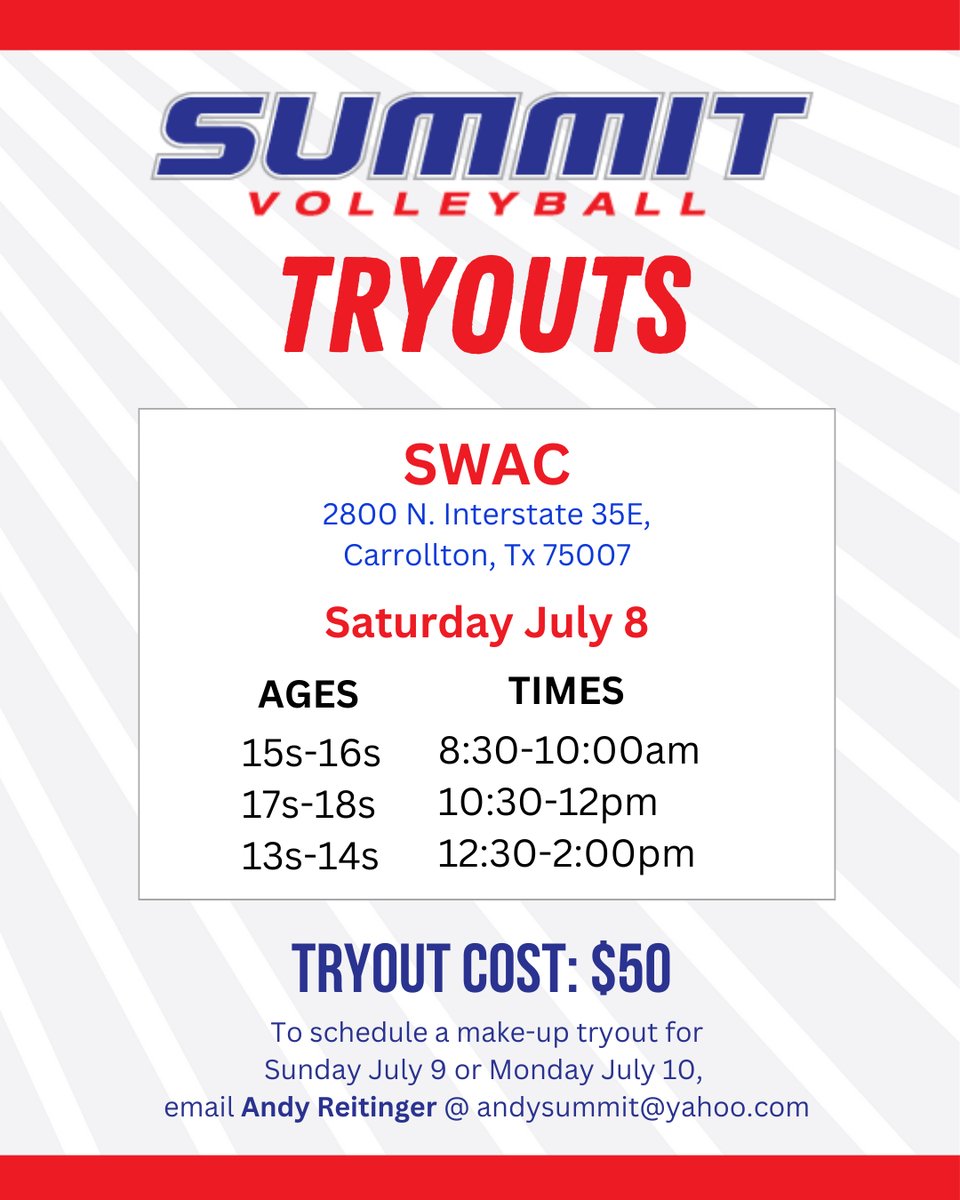 Summit tryouts are happening soon! Make sure you register online at playforsummit.com/tryouts2023 or click the link in our bio! We cannot wait to see you! #playforsummit #summitvolleyball