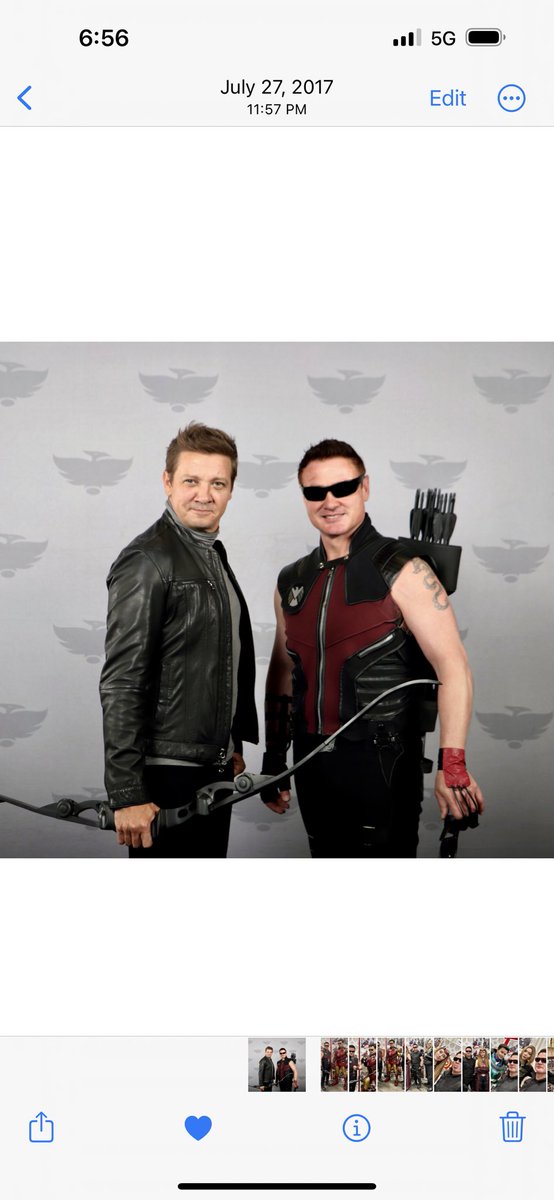 CosplayHawkeye's tweet photo. So happy that @JeremyRenner was able to make it to @PhxFanFusion!  We finally got to get a pic together!!  What an inspiration!! #hawkeye #jeremyrenner #marvel #marvelcosplay #theavengers #avengerscosplay #disney  #clintbarton #MarvelStudios @hawkeyeofficial @HaileeSteinfeld https://t.co/fkBGkx3wZR