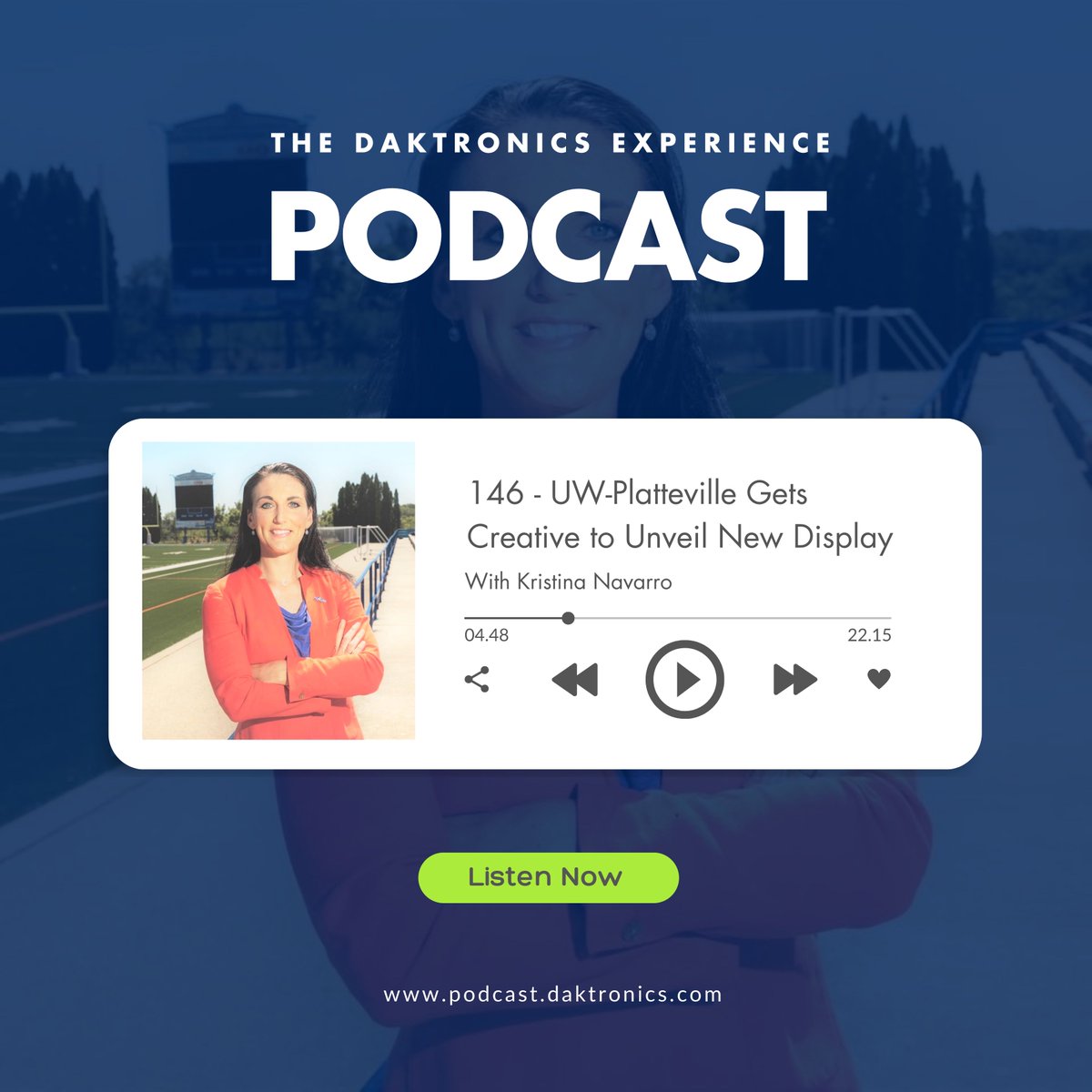 Partner Podcast Spotlight 🎤 @Daktronics chats with @DrKMNavarro, Director of Athletics and Recreation at @uwplatteville, about the university's captivating LED display installations!

#DakPodcast #DakCollege #WeAreWomenLeaders 

➡️ ow.ly/W5uE50OMgme