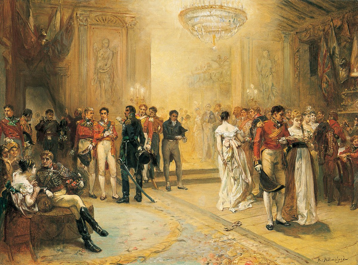 Held #OnThisDay 15 June 1815, The Duchess of Richmond's Ball, in Brussels.

Napoleon had crossed the boarder, but no firm confirmation had filtered its way through Wellington's HQ.

With most senior officers attending, so did W.

It is now one of the most famous romantic moments