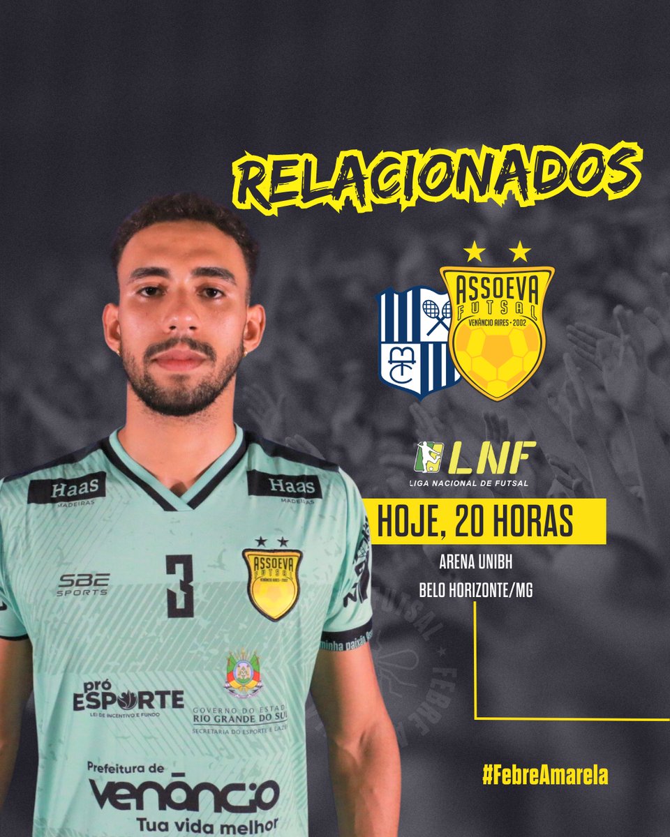 LISTA DE RELACIONADOS! 🤜🤛

⚽ Minas x Assoeva Futsal

🗓 15 de junho - HOJE
⏰ 20h
🏟 Arena UniBH
📍 Belo Horizonte/MG
🏆 LNF 2023

📺 <a href="/sportv/">sportv</a>
📻 <a href="/asuaradio/">Terra FM</a>

FEBRE DE FUTSAL. 💛🖤

#Assoeva #Futsal #VenâncioAires #LNF