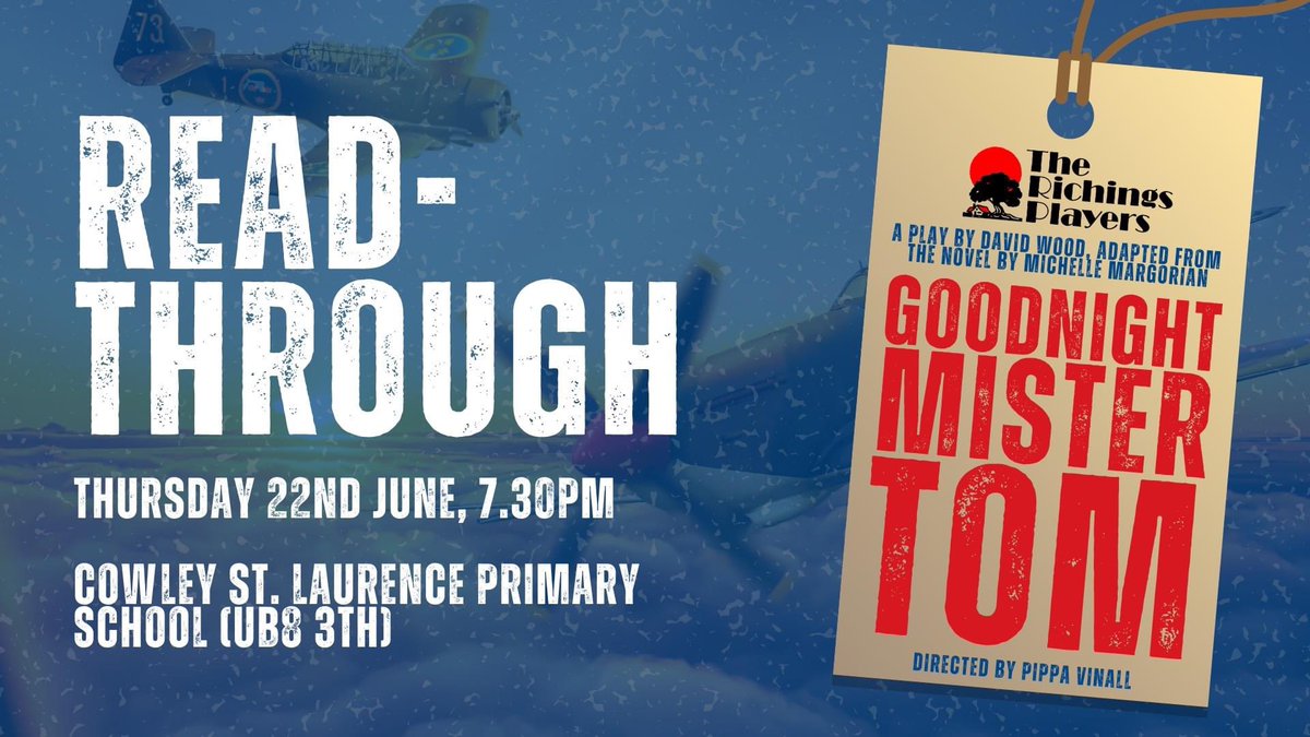 We're really looking forward to starting our October production next Thursday evening with the "Goodnight Mister Tom" Read-Through at Cowley St Laurence Primary School - will you be joining us? You can read more about the production here: facebook.com/photo/?fbid=63….