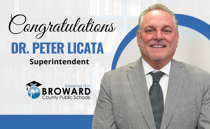 The Broward Teachers Union congratulates Dr. Peter Licata and welcomes him as the new Superintendent of <a href="/browardschools/">Broward Schools</a> 
<a href="/FloridaEA/">Florida Education Association</a> <a href="/AFTunion/">AFT</a> <a href="/NEAToday/">NEA</a>