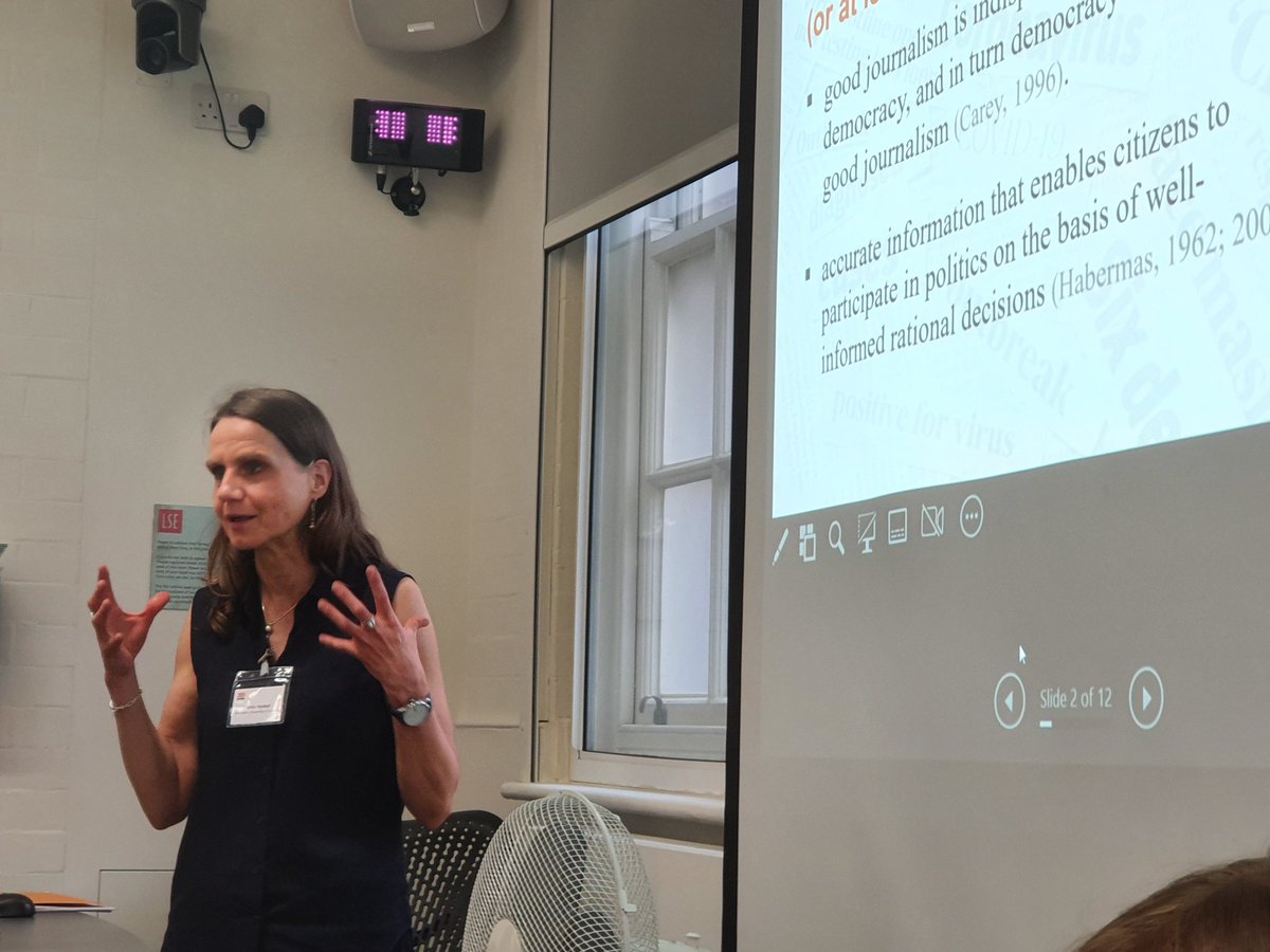 First outing for first findings of project <a href="/TimMarkham/">Tim Markham</a> and I are working on - we study the many democratic functions of news, using  UK and German 'elite' news websites during Covid as a case study. 
Many thanks to Dina Matar from <a href="/SOAS/">SOAS University of London</a> for being a great chair! 
#LSEMediaFutures