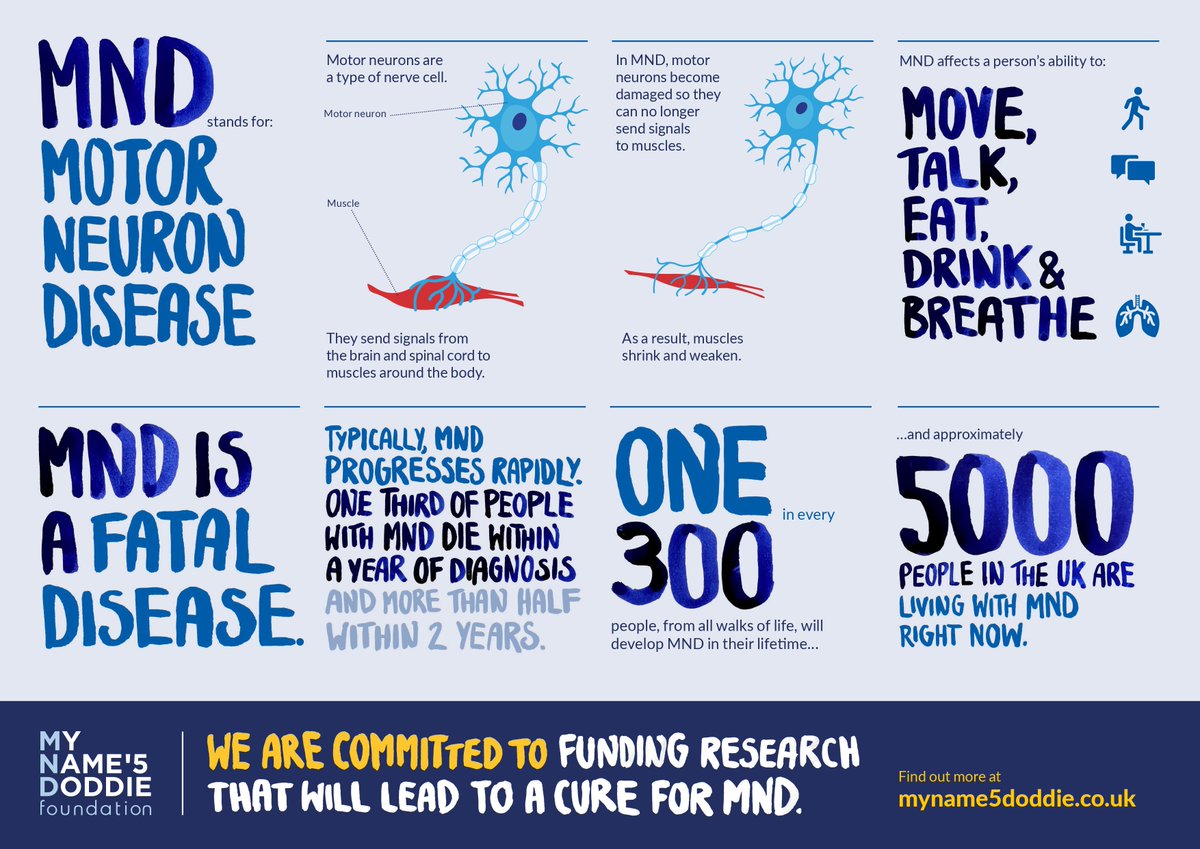 Today is #MNDAwarenessDay and it's an opportunity for all of us to help to raise awareness of motor neuron disease. 

We've created this infographic to help educate people about MND - please share it as increasing awareness is vital 🤝

More about MND: 
myname5doddie.co.uk/about-mnd