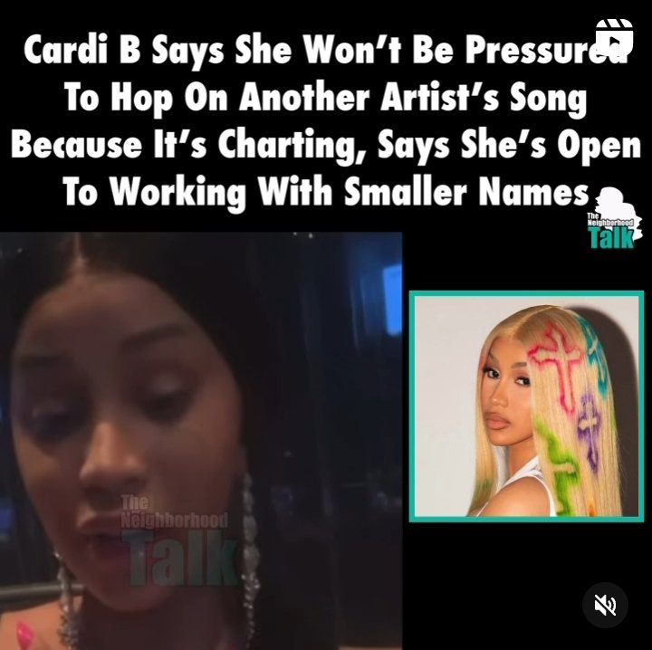 TYSRadio1's tweet photo. I'm confused. Does CARDI B want to hop on REMIXES, or doesn't I think she needs to focus on HER OWN music because she tried to get close to ICE SPICE &amp; we saw how that turned out she SUPASSED her chasing after the MUNCH remix. https://t.co/m6vHsHc1wO