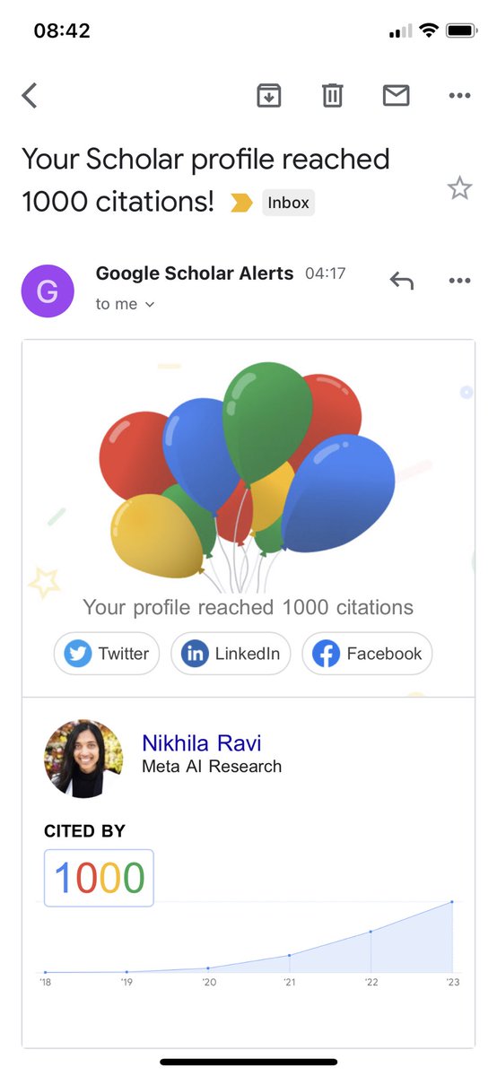 4.5 years ago I started my first AI Research project @MetaAI. I didn’t have a PhD or research experience. But I was confident it was the right decision. Life often goes by without celebrating the small wins — here’s to taking bold bets and intentionally choosing harder paths 🎉