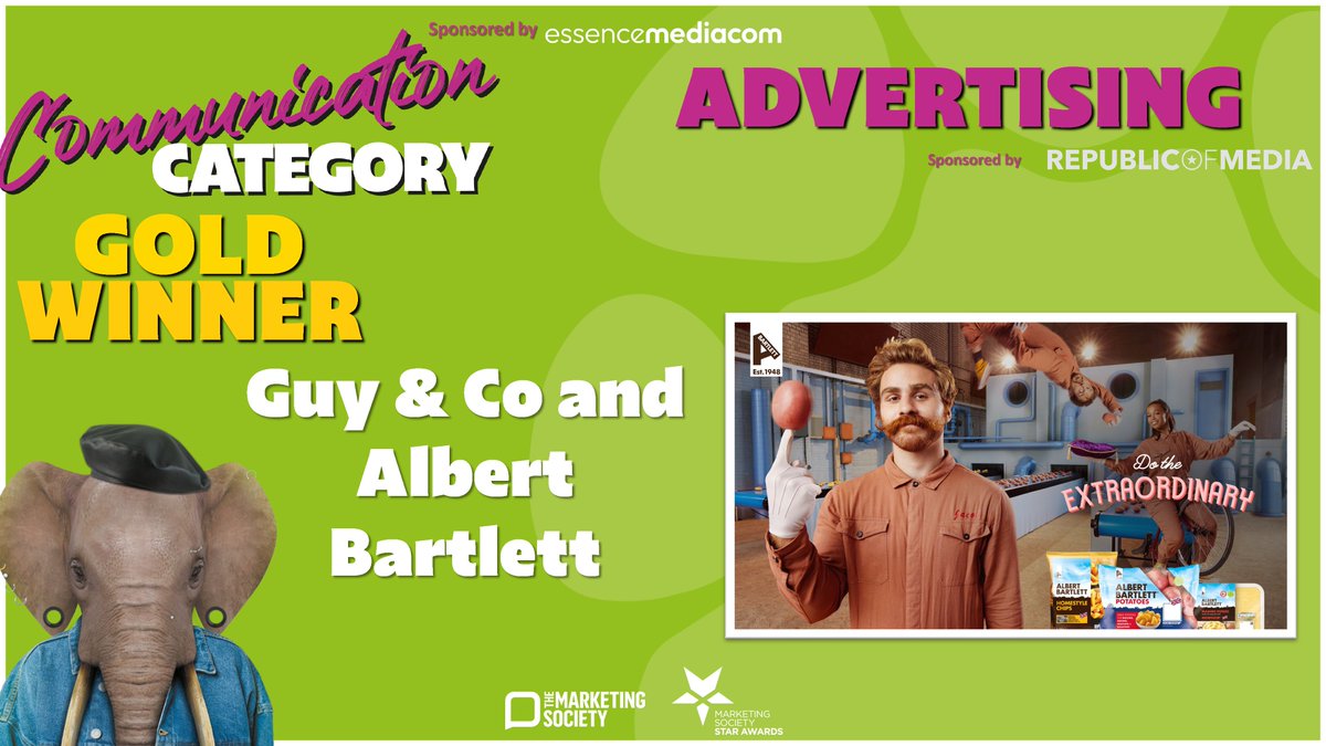 ⭐ Collecting the GOLD for Advertising is… @guyandcoagency / @Albert_Bartlett for ‘Albert Bartlett - turning a brand proposition into a performance’ #StarAwards23