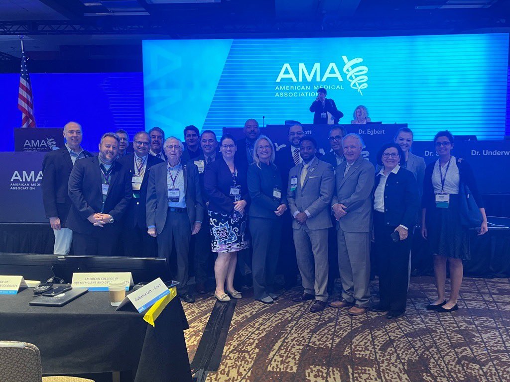 KateDobeshMDJD's tweet photo. My 7th AMA HoD Annual in the books! We passed policy on Medicare reform, child/adolescent mental health, effects of health system consolidation, non-compete clauses, and gun violence (to name a few). Honored &amp; humbled to advocate alongside these wonderful physicians &amp; students! https://t.co/lQuYYva8U8