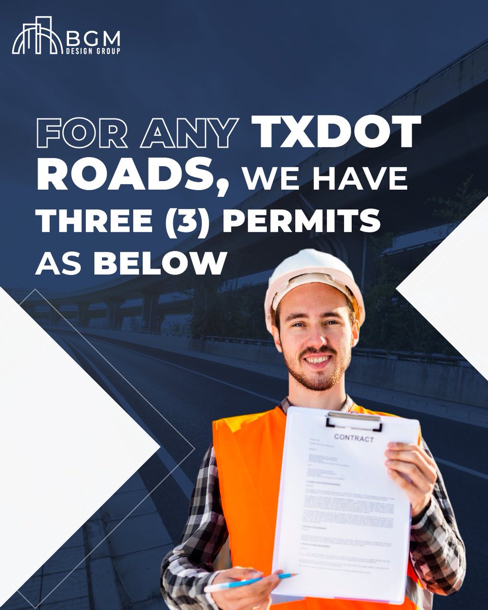 BGMdesigngroup's tweet image. As an engineer working with TxDOT roads, understanding the permitting process is crucial. We need three permits for any project involving their roads - driveway, drainage, and utility installation. 🚧👷♂️ #TxDOTPermits #EngineeringProjects #PermittingProcess