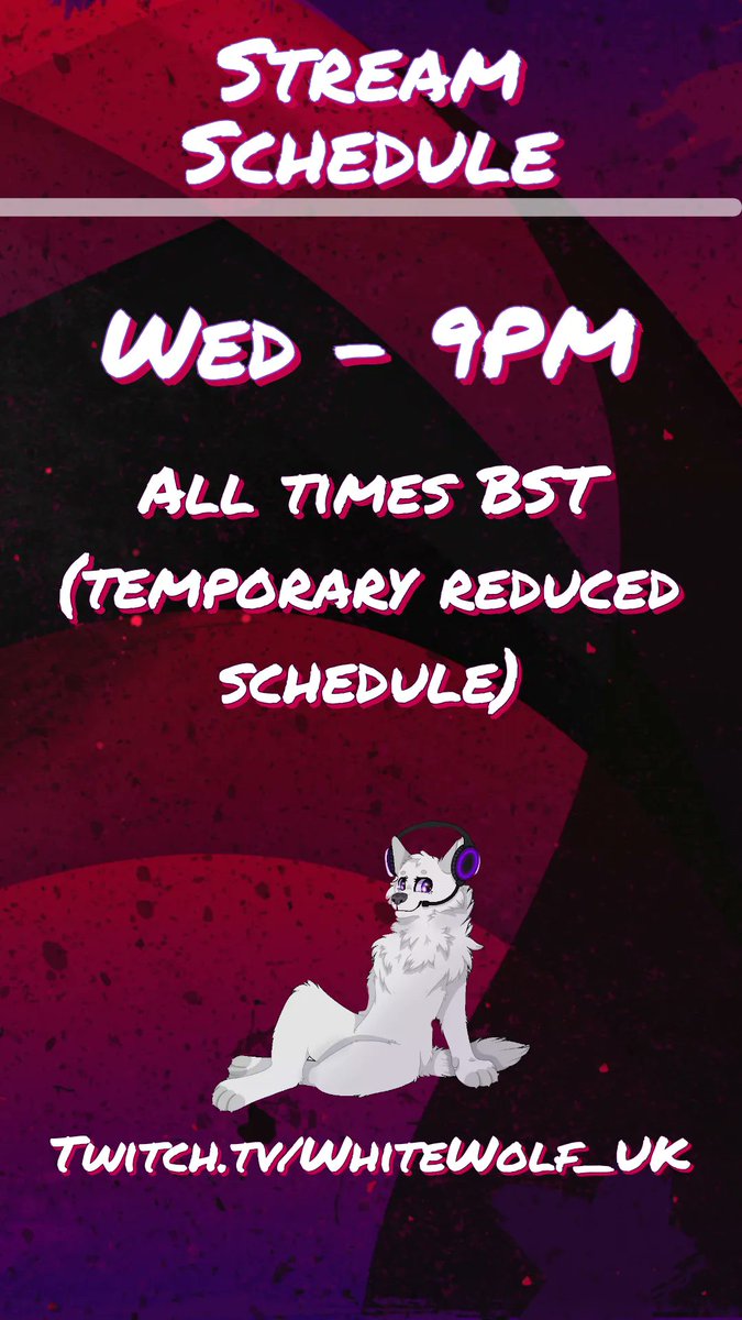New schedule for now...
#twitch #streamer #smallstreamer #schedule #streamschedule #twitchschedule #live