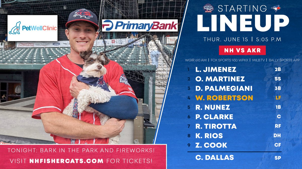 FisherCats's tweet photo. We're back with double the games and double the promos! 

@petwellclinic 
@PrimaryBankNH 

🆚 Akron RubberDucks
📍Delta Dental Stadium
🕕 5:05 P.M
📺 https://t.co/GwNhAKH182
📻 WGIR 610 AM/ Fox Sports 930 WPKX
🎟️ https://t.co/wy5RVTJod6 https://t.co/Z00NOcg5pz