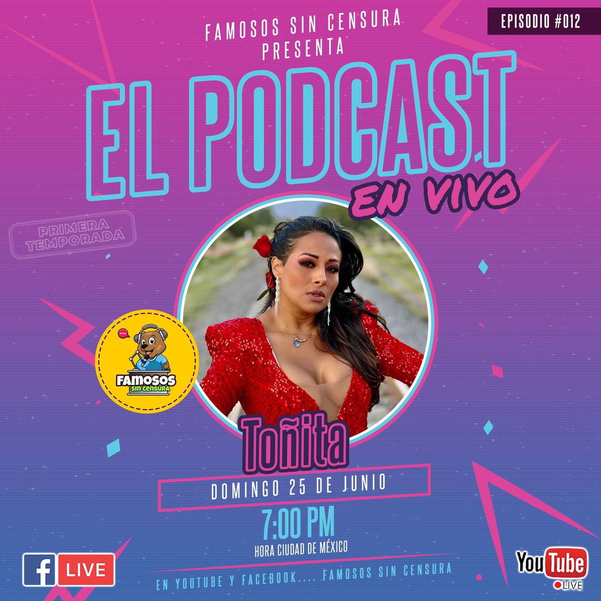Este domingo!!
#Famosossincensura 
#Toñitalanegradeoro