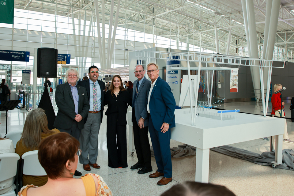 INTLCTR's tweet photo. Big news! We met up with our friends from @IAA_business &amp; @HerronSchool at @INDairport this morning to unveil the design and artist for the newest permanent art installation at Indy's airport... inspired by The Center's 50th anniversary. #IC50

Read more: https://t.co/3uTvfjl7qG https://t.co/xyYiB1MkUZ