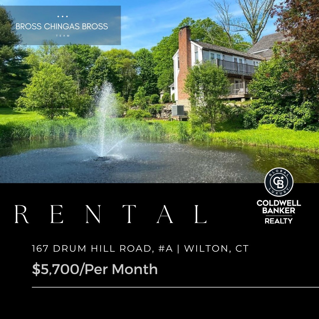 Unique #Rental Opportunity
167 Drum Hill Road, #A | #WiltonCT | $5,700/Per Month 

Bross Chingas Bross is #SoldOnCT
@ColdwellBanker Global Luxury®⠀⠀⠀⠀
203.454.8000
Info@BrossChingas.com