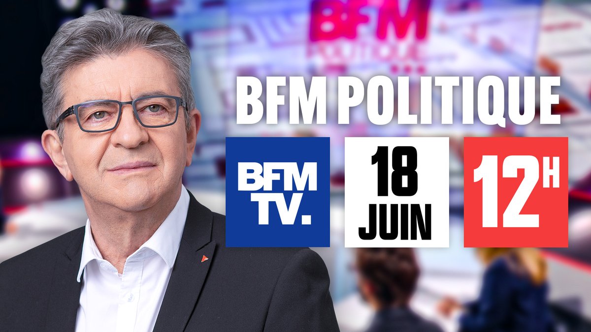 📺🔴 Ce dimanche 18 juin, rendez-vous à 12h00 sur BFMTV pour l'émission #BFMPolitique.