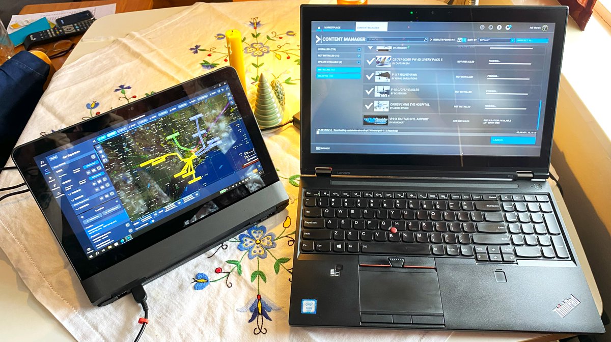 ...and now for something completely different on this #ThinkPadThursday! I like to take @MSFSofficial and @Navigraph with me, P51 + Helix setup is a perfect mobile combo! 😊🤓💪🇮🇸 @Lenovo @thinkstations @LenovoThinkPad #MSFS2020 #NeedMoreThinkPads #LenovoIN