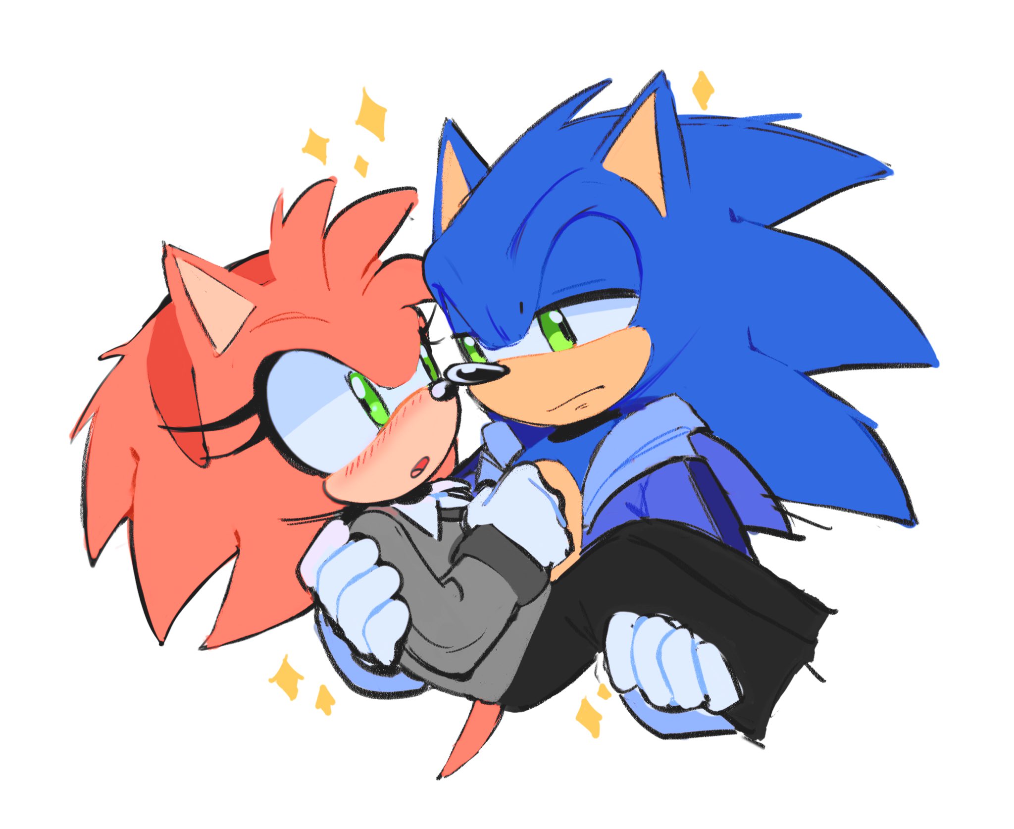 A cute fanart of Sonic and Amy by artist @kumoggu on Twitter : r/SonAmy