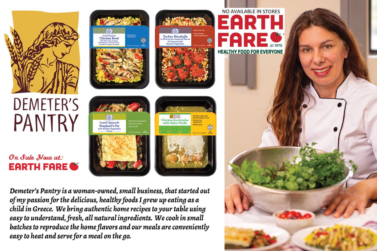 TheGreekTable's tweet photo. Earth Fare supporting women-owned small business.  Thank you for promoting and bringing our Enchiladas and The Greek Table Mediterranean all natural meals to its stores.  #thegreektable #Earthfare #demeterspantry #healthymeals https://t.co/6Ex5WnSZeN