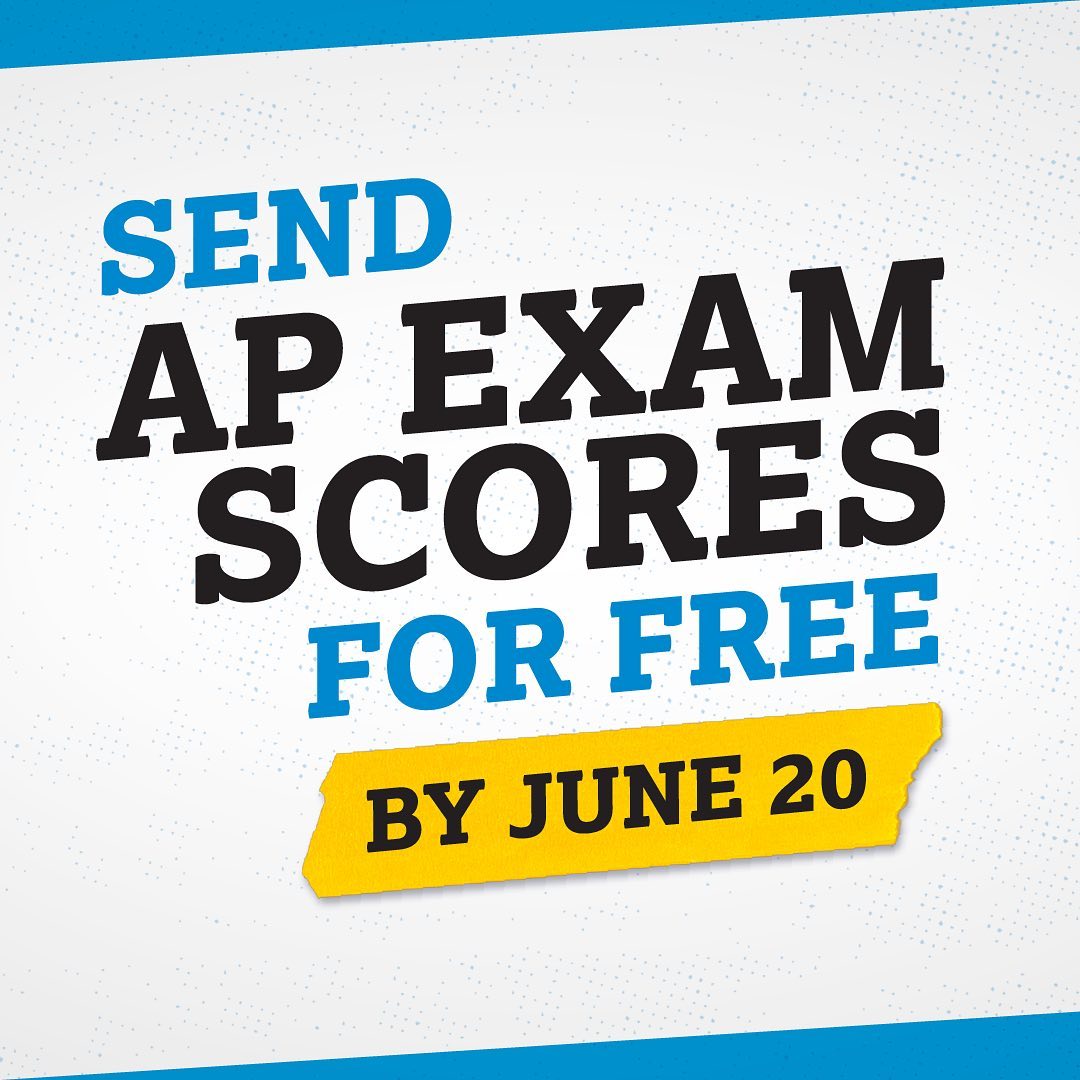 The June 20 deadline to send your free score report is almost here! Log in today to send your AP Exam scores to your chosen college, university, or scholarship organization. #APExams spr.ly/6013O0fX7