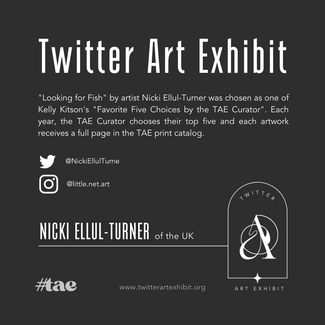 PAEartforacause's tweet photo. "Looking for Fish" by artist Nicki Ellul-Turner was chosen as one of Kelly Kitson's "Favorite Five Choices by the TAE Curator". The TAE Curator chooses their top five and each artwork receives a full page in the TAE print catalog. Thank you, @NickiEllulTurne ! #taecuratorTop5 https://t.co/qw8ITMw9wz