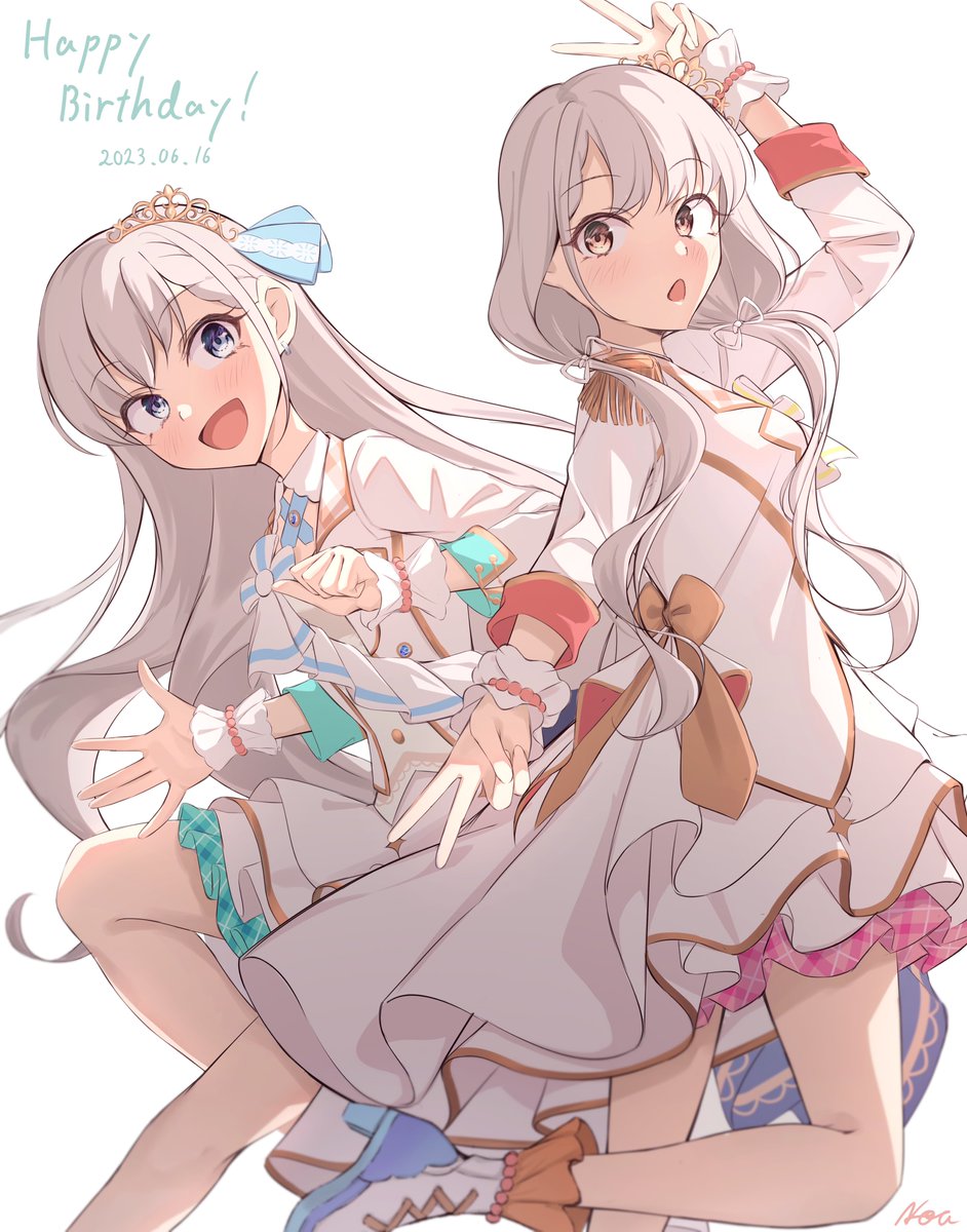 hisakawa hayate ,hisakawa nagi multiple girls 2girls sisters siblings twins grey hair long hair  illustration images